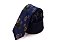 Gravata Slim Masculina Adulta - Azul Estampado Com Flores Brancas - Imagem 1