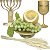 Kit Arranjo Santa Ceia Bandeja 20cm Candelabro Fé Pão Taça 290ml Uva e Trigo - Imagem 1