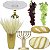 Kit Decoração Santa Ceia 2 Pães 2 Uvas 35cm Bandeja Pedestal Candelabro Fé Vaso Dourado - Imagem 1