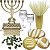 Kit Decoração Ceia Pães Folhagens Candelabro Arca 15cm Taças Vaso Com Trigo - Imagem 1