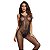 Body Stocking  Preto com Detalhes Floral - Imagem 1