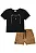 CONJUNTO CAMISETA MANGA CURTA ESTAMPADA E BERMUDA LISTRADA LUC.BOO - Imagem 1