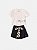 Conjunto Infantil Minnie Blusa Off White e Short Saia - Imagem 1
