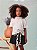 Conjunto Infantil Minnie Blusa Off White e Short Saia - Imagem 4