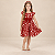 Vestido Infantil Vermelho Floral com Laço e Babados - Imagem 3