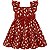Vestido Infantil Vermelho Floral com Laço e Babados - Imagem 1