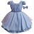 Vestido Infantil Bordado Azul com Cinto em Pérola - Imagem 1