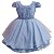 Vestido Infantil Bordado Azul com Cinto em Pérola - Imagem 2