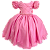 Vestido Rosa Com Aplique de Flores - Imagem 1