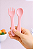Kit Talher em Silicone Colher Garfo Rosa - Imagem 3