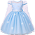 Vestido Infantil Azul Princesa Gelo com Capa - Imagem 1