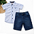 Conjunto Infantil Masculino Camisa Social Azul + Bermuda Jeans - Imagem 3