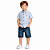 Conjunto Infantil Masculino Camisa Social Azul + Bermuda Jeans - Imagem 2