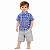 Conjunto Infantil Masculino Camisa Xadrez+ Bermuda Jeans - Imagem 2