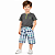 Conjunto Infantil Masculino Camiseta Verde + Bermuda Xadrez - Imagem 2