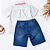 Conjunto Infantil Masculino Camisa Social Bege + Bermuda Jeans - Imagem 3