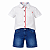 Conjunto Infantil Masculino Camisa Social Bege + Bermuda Jeans - Imagem 1