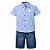 Conjunto Infantil Masculino Camisa Social Azul + Bermuda Jeans - Imagem 1