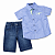 Conjunto Infantil Masculino Camisa Social Azul + Bermuda Jeans - Imagem 2