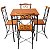 Mesa Quadrada 70x70 cm e 4 Cadeiras Em Ferro E Madeira Promoção - Imagem 1