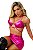 Conjunto Docinho Sexy Rosa Pink Com Calcinha Top E Saia com Abertura - Imagem 1