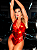 Body sensual feminino Fera do Rock Metalizado Vermelho - Imagem 5