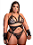 Conjunto Plus Size De Renda Malícia Com Cinta-liga E Luva - Imagem 1