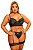 Conjunto Plus Size Com Cropped Trabalhado Calcinha Perneira - Preto - Imagem 1