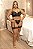 Conjunto Plus Size Com Cropped Trabalhado Calcinha Perneira - Preto - Imagem 4