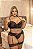 Conjunto Plus Size Com Cropped Trabalhado Calcinha Perneira - Preto - Imagem 5