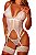 Conjunto De Lingerie Com Espartilho Calcinha Perneira Segredos - Brnaco - Imagem 1