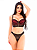 Cropped Com Bojo Soft E Calcinha Trabalhada Em Renda E Tule - Preto com Vermelho - Imagem 1
