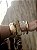Bracelete Resina Marmorizado Bege Quadrado - Imagem 1