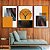 Quadro Cervo Abstrato com Cores Preto Branco e Laranja - Imagem 1