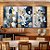 Quadro Arte Folhas Douradas com Fundo Abstrato Azul - Imagem 1