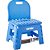 Banqueta plástica dobrável azul altura 220mm com encosto VONDER - Imagem 1
