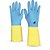 Luva de látex/neoprene com forro Tamanho P amarela e azul Promat - Imagem 1