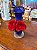 Vaso Solitário em Vidro Artístico Estilo Murano Azul com Flores. - Imagem 2