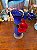 Vaso Solitário em Vidro Artístico Estilo Murano Azul com Flores. - Imagem 4