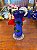 Vaso Solitário em Vidro Artístico Estilo Murano Azul com Flores. - Imagem 5