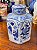 Potiche Hexagonal em Porcelana Oriental Azul e Branca. - Imagem 6