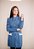 Jaleco Fernanda manga longa -Azul Indigo com Branco - Imagem 1