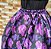 Saia cetim estampado preta e lilás/roxo - Imagem 2