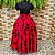 Saia cetim estampado vermelho/preto - Imagem 1