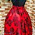 Saia cetim estampado vermelho/preto - Imagem 4