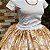 Saia de tule bordado dourado com forro branco - Imagem 2