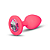 Plug Anal em Silicone Pequeno - Pink com Joia Transparente - Imagem 1