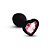 Plug Anal em Silicone Pequeno - Preto com Joia Coração Rosa - Imagem 1