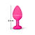 Plug Anal em Silicone Médio Pink com Joia Coração Azul - Imagem 3