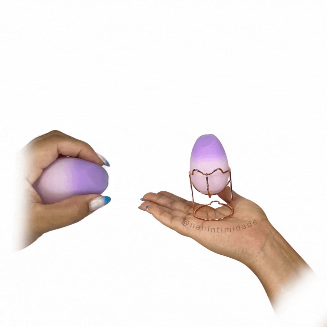 Vibrador Formato de Esponja de Maquiagem em Silicone Líquido - Lilás - Imagem 2
